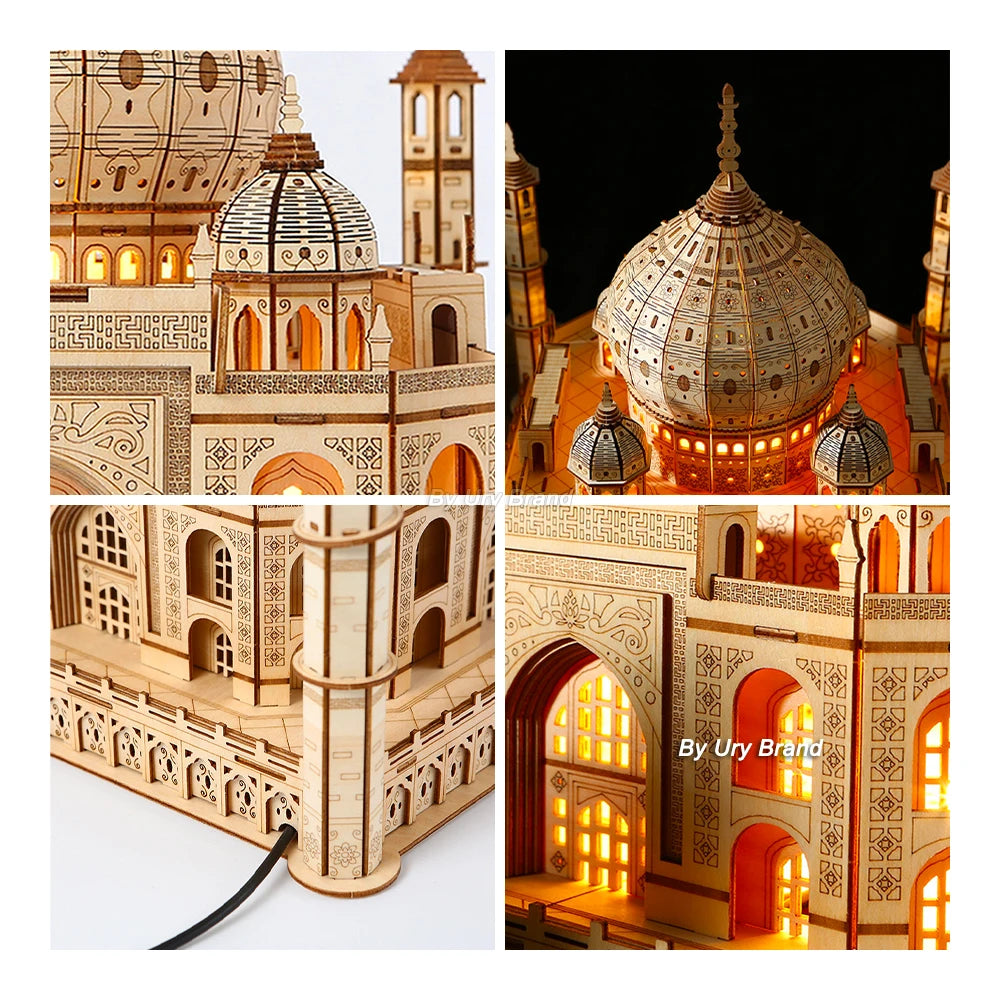 Taj Mahal Wooden Puzzle with Light – DIY 3D Architectural Model