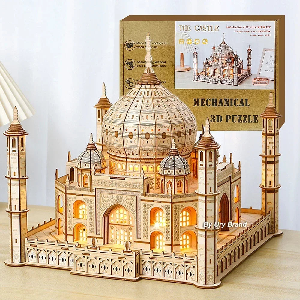 Taj Mahal Wooden Puzzle with Light – DIY 3D Architectural Model