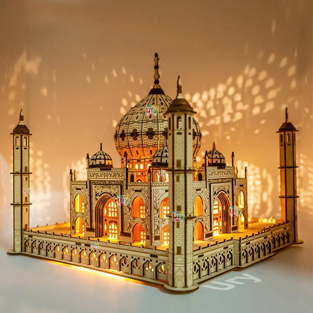 Taj Mahal Wooden Puzzle with Light – DIY 3D Architectural Model