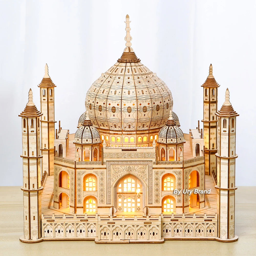 Taj Mahal Wooden Puzzle with Light – DIY 3D Architectural Model