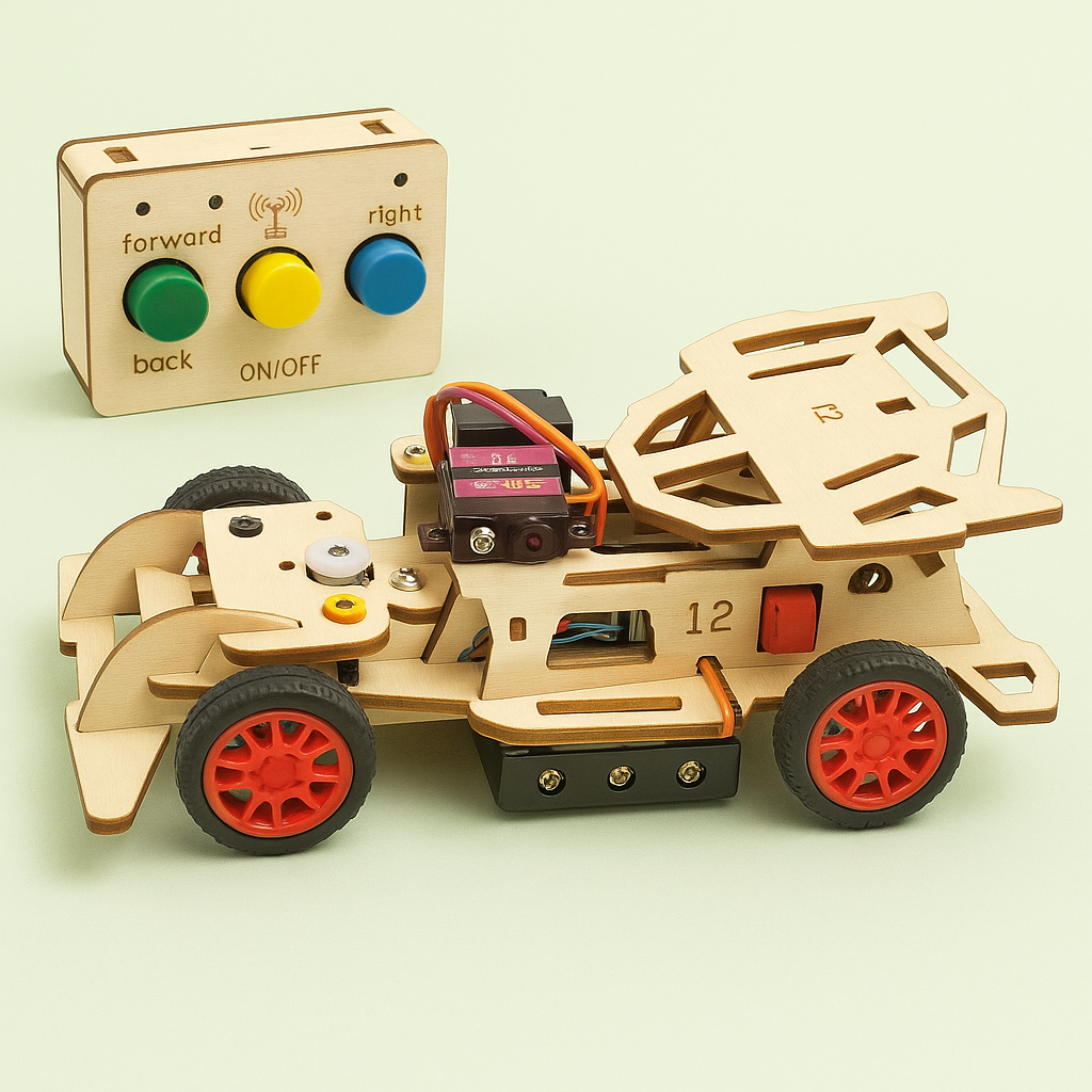 DIY Remote Steering Car – Rear-Drive Physics Kit for STEM Learning
