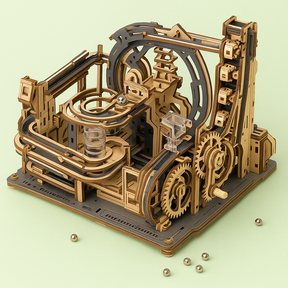 Electric Marble Spaceport Puzzle – 3D Wooden Engineering Kit for Creative Minds