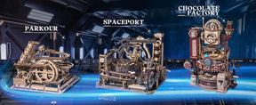Electric Marble Spaceport Puzzle – 3D Wooden Engineering Kit for Creative Minds