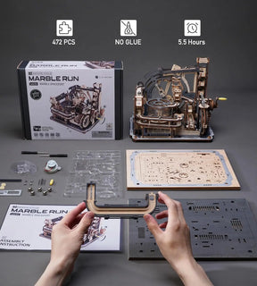 Electric Marble Spaceport Puzzle – 3D Wooden Engineering Kit for Creative Minds