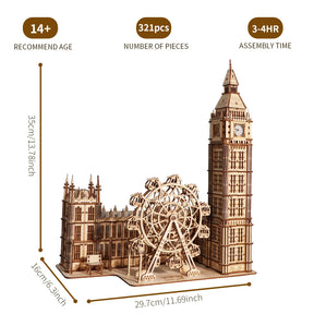 Big Ben 3D Wooden Puzzle – DIY Desktop Clock Model for Adults and Teens