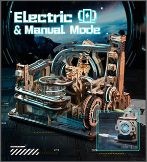 Electric Marble Spaceport Puzzle – 3D Wooden Engineering Kit for Creative Minds