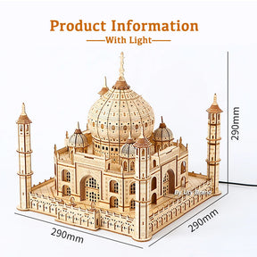 Taj Mahal Wooden Puzzle with Light – DIY 3D Architectural Model