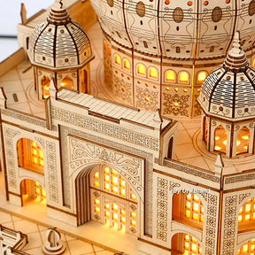 Taj Mahal Wooden Puzzle with Light – DIY 3D Architectural Model