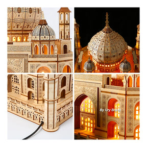 Taj Mahal Wooden Puzzle with Light – DIY 3D Architectural Model