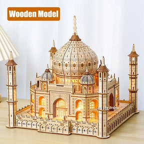 Taj Mahal Wooden Puzzle with Light – DIY 3D Architectural Model