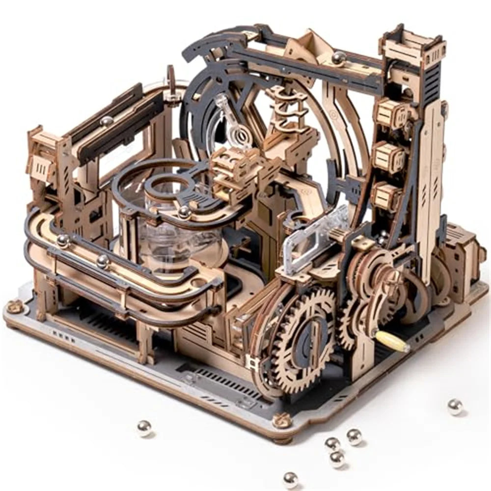 Electric Marble Spaceport Puzzle – 3D Wooden Engineering Kit for Creative Minds