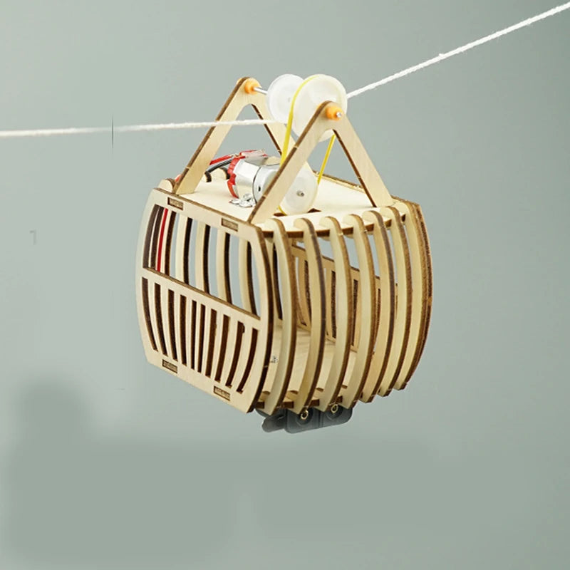 Wooden Electric Cable Car Kit – STEM Engineering Toy for Creative Learning