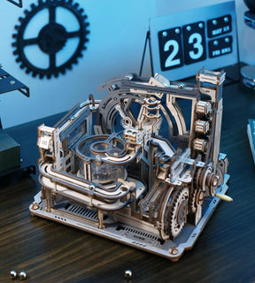 Electric Marble Spaceport Puzzle – 3D Wooden Engineering Kit for Creative Minds