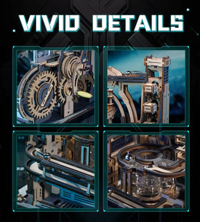 Electric Marble Spaceport Puzzle – 3D Wooden Engineering Kit for Creative Minds